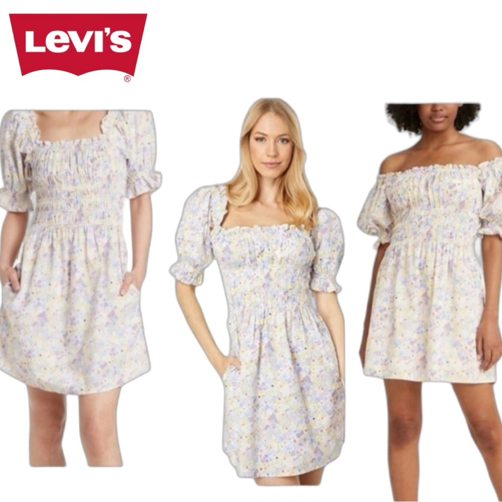Levi Floral Smocked Dress Medium Brand New - Picture 2 of 12
